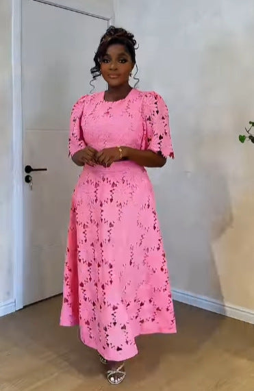 Women's two-piece floral lace dress with midi skirt and short top StylebySassy