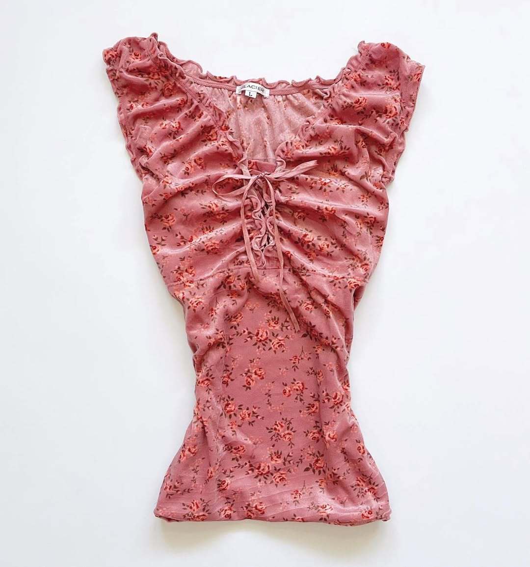 Women's lace top with gathering and floral pattern StylebySassy