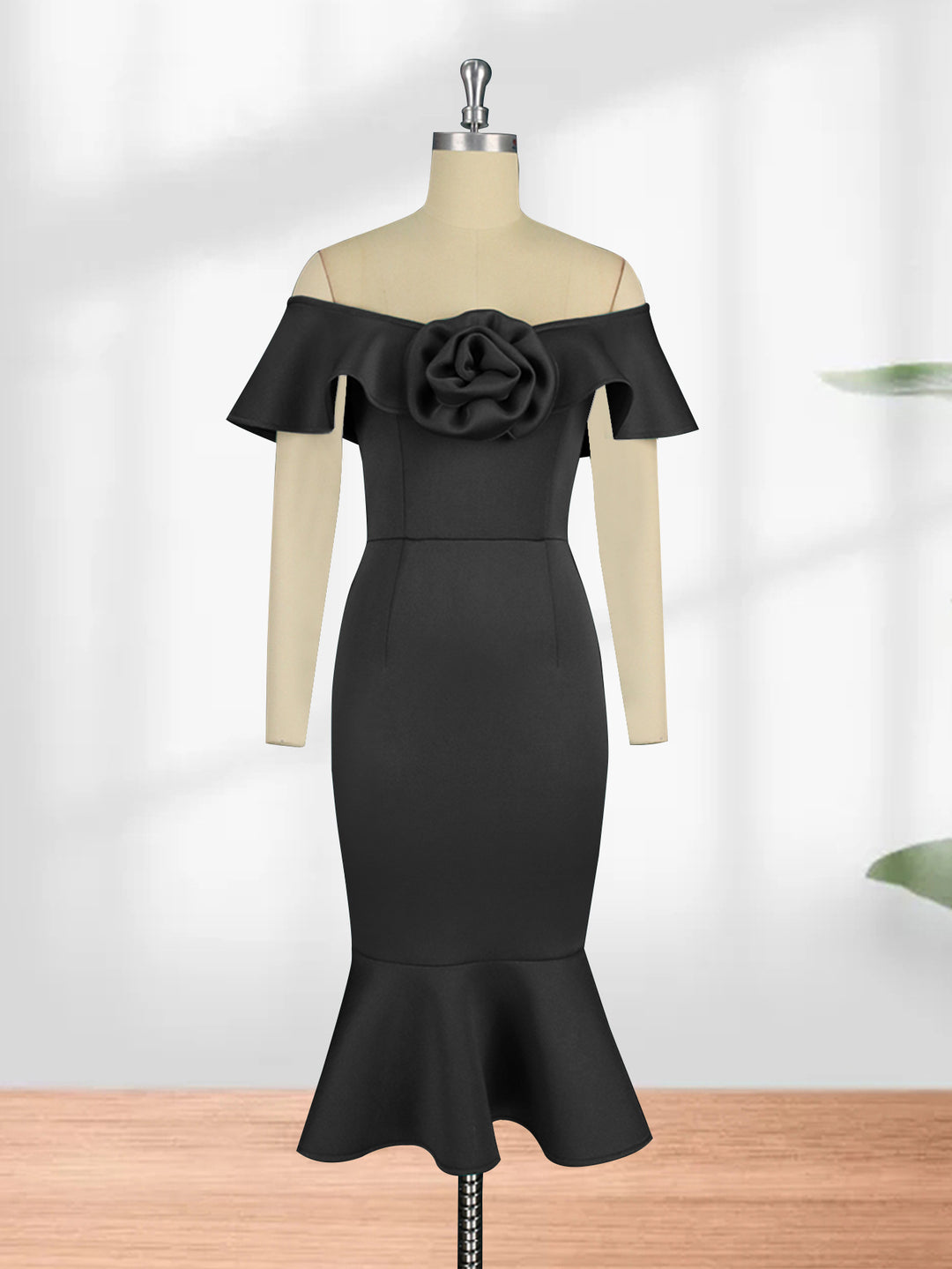 Women's fitted evening dress with ruffle details StylebySassy