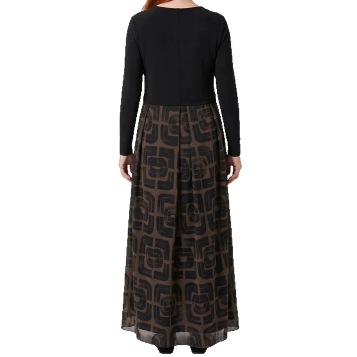 Ladies' V-neck Maxi Dress with Fitted Wrap Top and Transparent Patterned Overlay Skirt StylebySassy