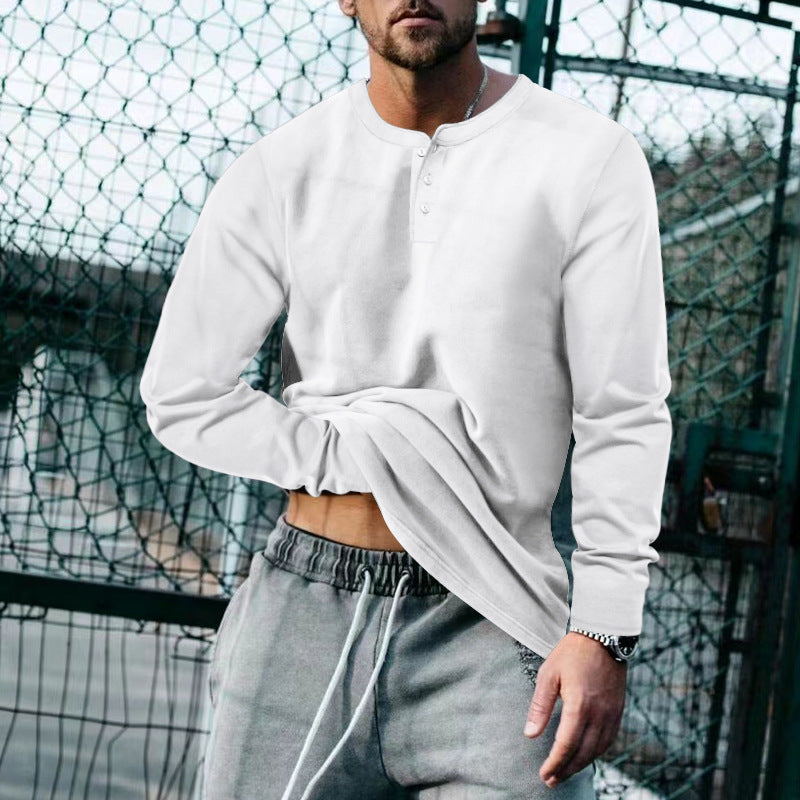 Men's casual long-sleeve shirt with short button placket, soft cotton jersey and slim silhouette StylebySassy
