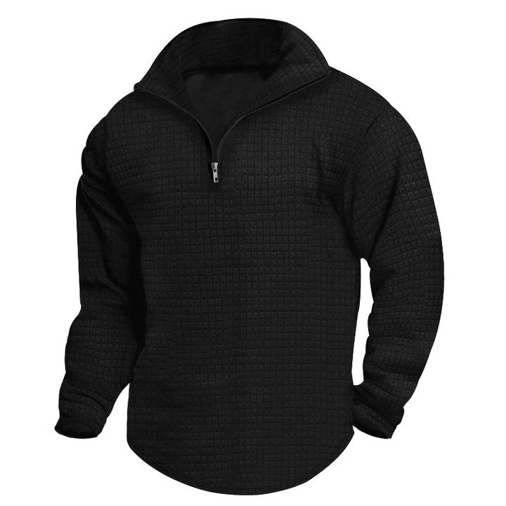 Men's padded thermal half-zip with waffle texture, brushed lining, and rounded hem StylebySassy