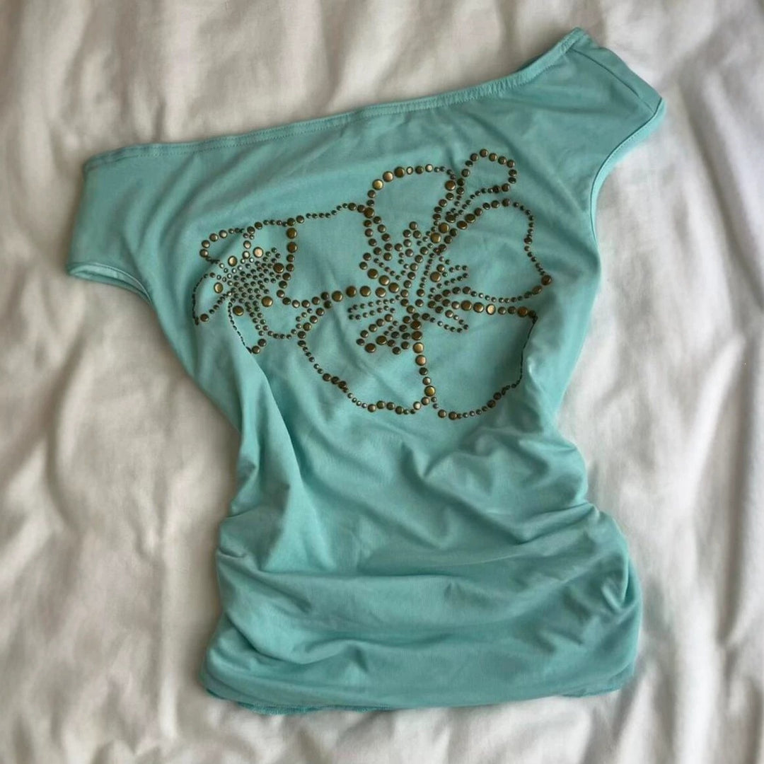 Women's Off-Shoulder Top with Sparkling Details StylebySassy