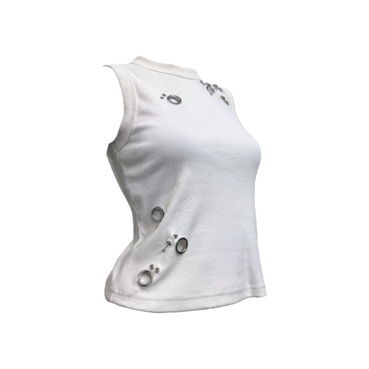 Women's Sporty Top with Decorative Eyelets StylebySassy