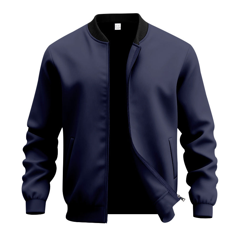 Men's lightweight bomber-style blouson with partially concealed zipper, ribbed cuffs, and side pockets StylebySassy