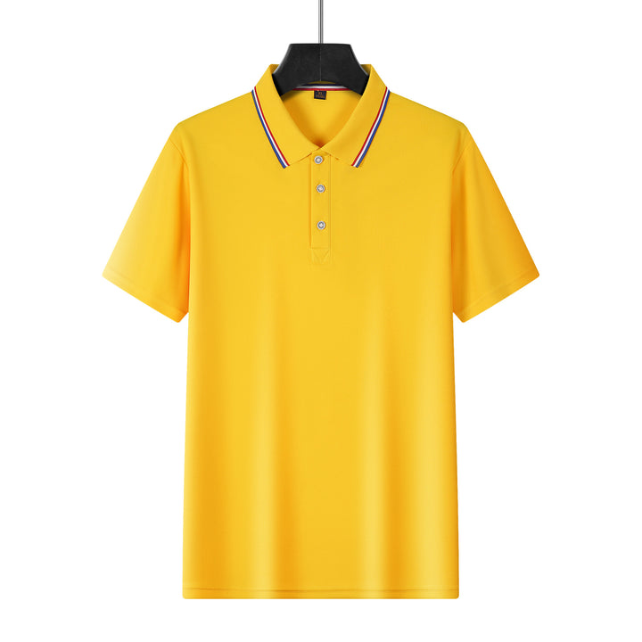 Men's breathable piqué polo with contrast stripes on the collar StylebySassy