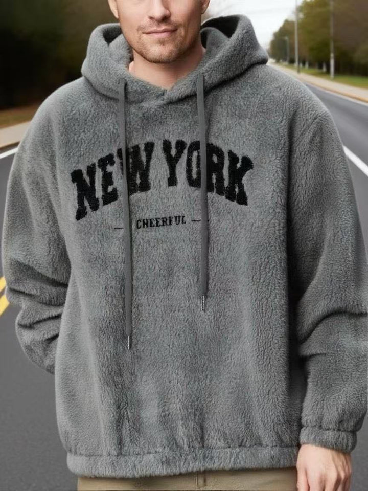 Men's cozy fleece hoodie with relief logo, drawstring and kangaroo pocket StylebySassy