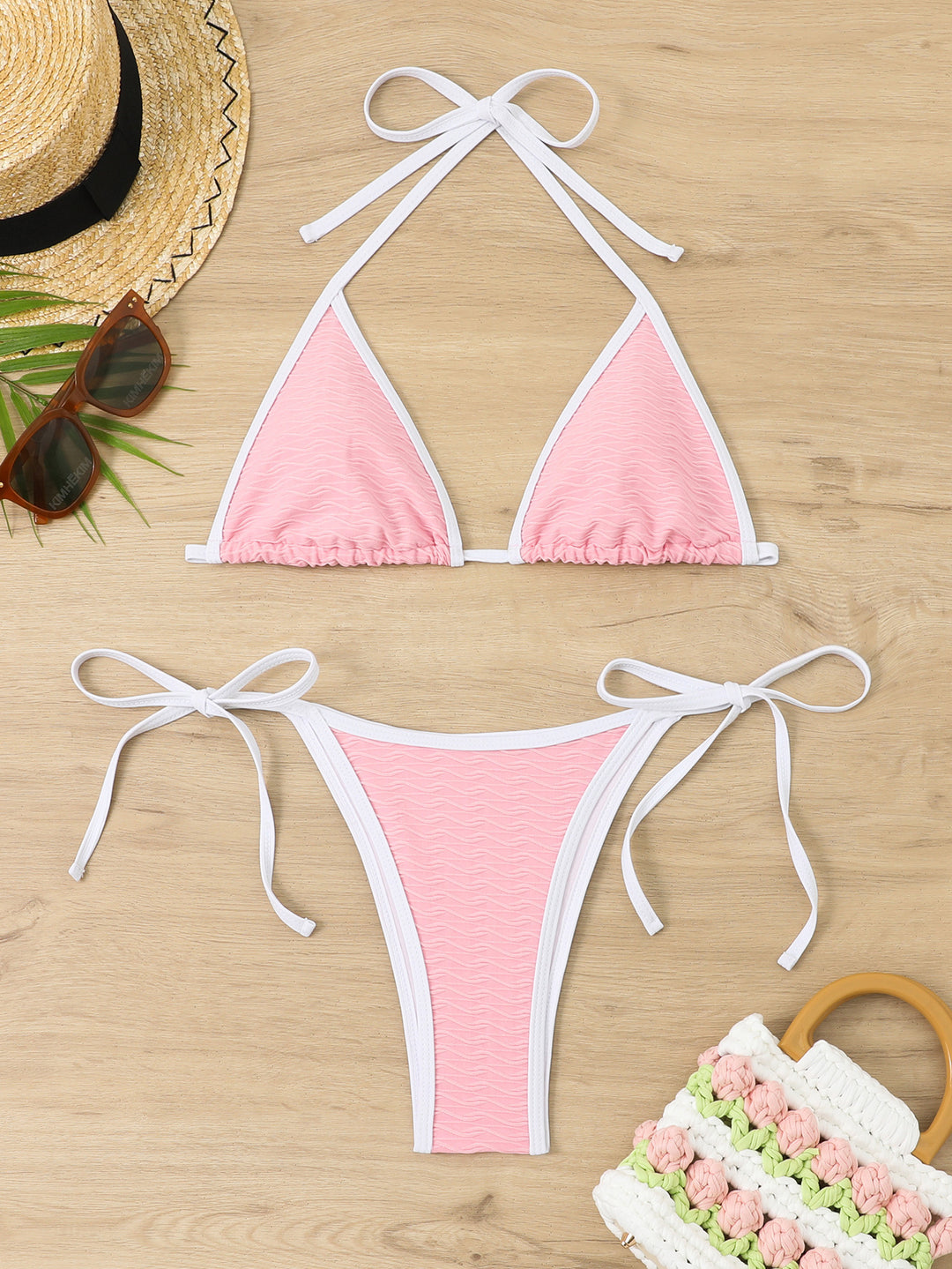 Women's Triangle Bikini with adjustable straps and high-quality wave pattern StylebySassy