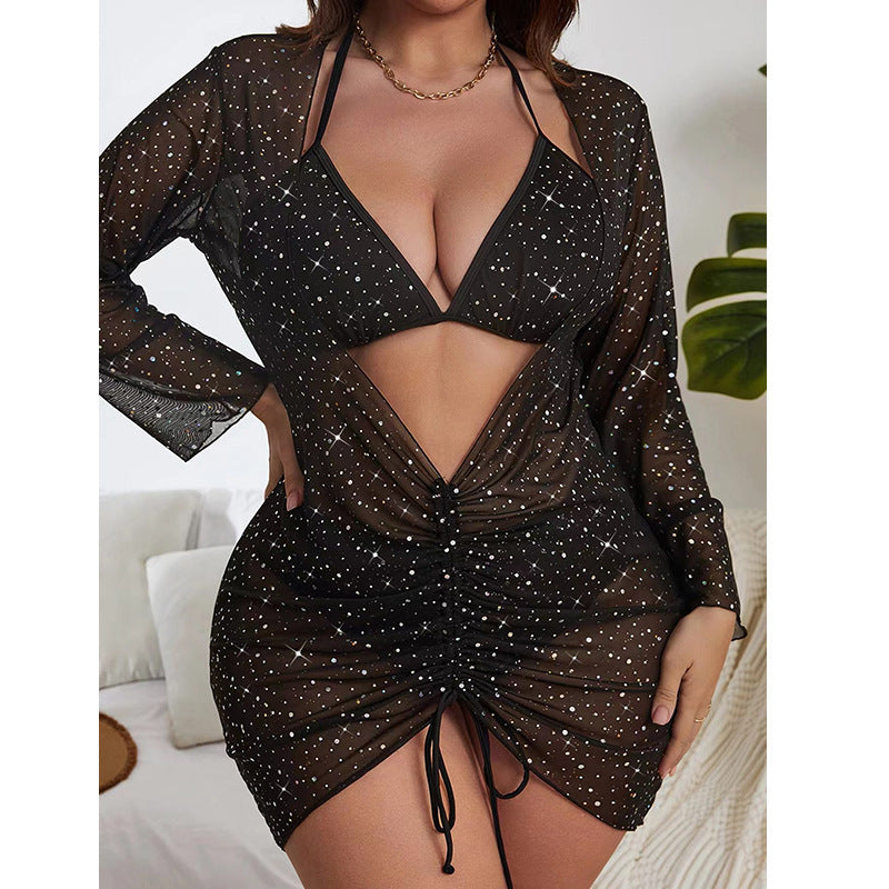 Women's beach dress with tied neckline and transparent design StylebySassy