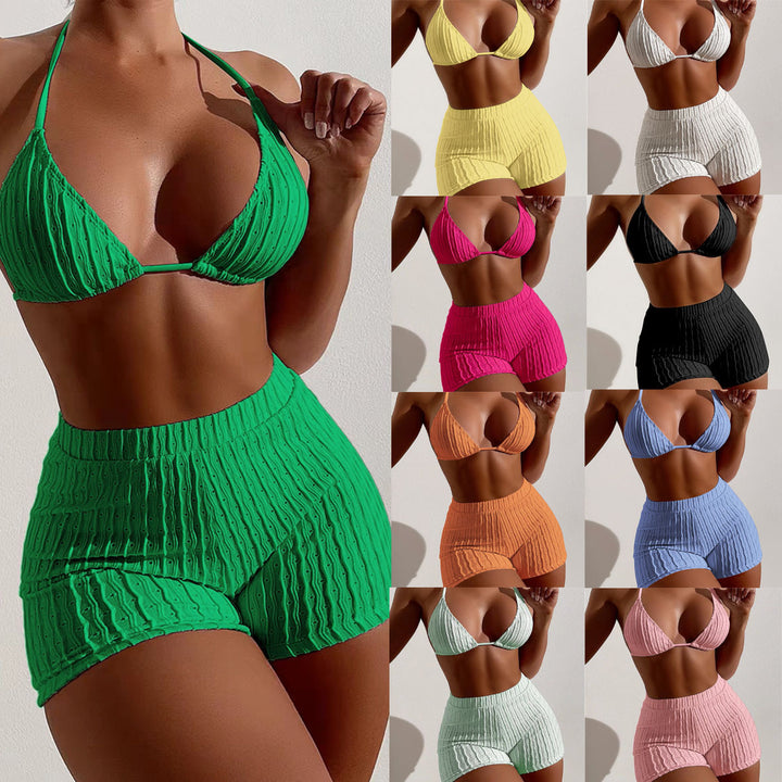 Women's bikini set with structured top and shorts combination StylebySassy