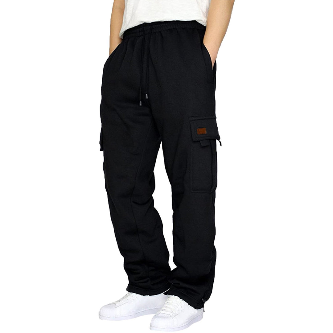 Men's tapered sweat cargo pants with elastic waistband, drawstring, and flap pockets StylebySassy
