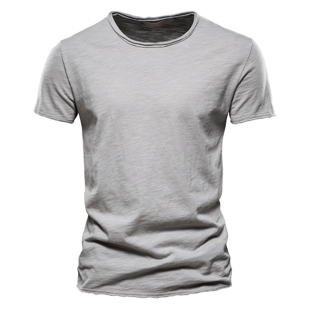 Men's light cotton jersey short-sleeve shirt with V-neck and slim fit StylebySassy