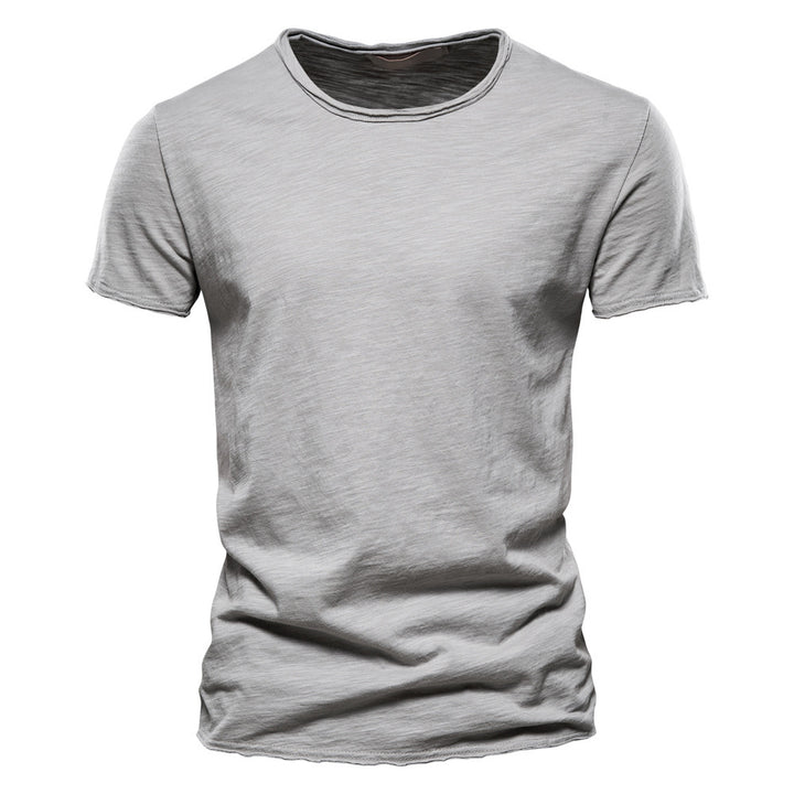 Men's light cotton jersey short-sleeve shirt with V-neck and slim fit StylebySassy