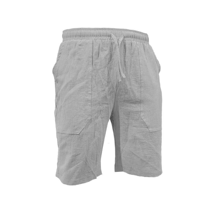 Men's casual travel Bermuda shorts with crinkle texture, adjustable drawstring, and large volume patch pockets StylebySassy