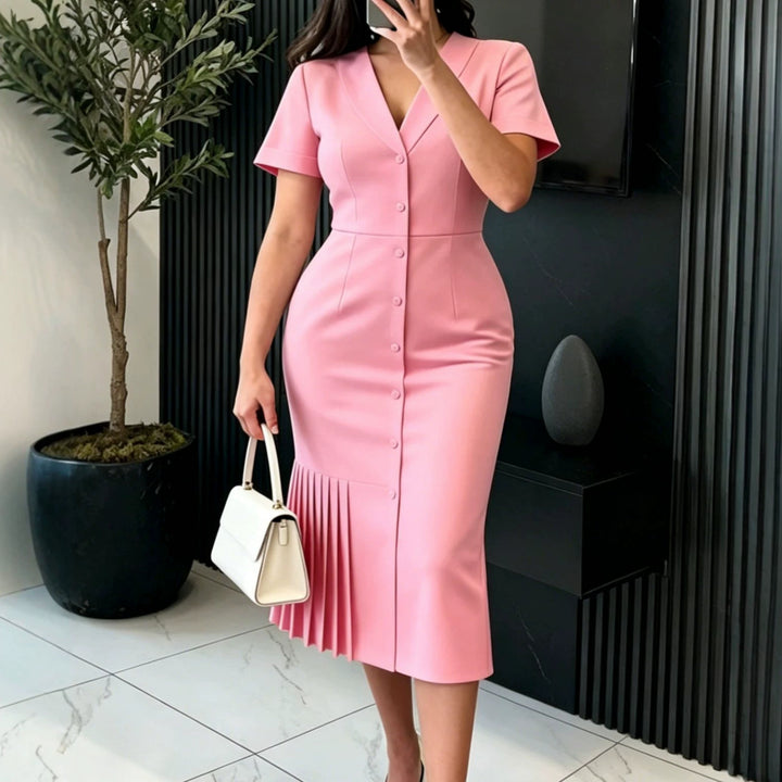 Women's figure-flattering midi dress with pleated details StylebySassy