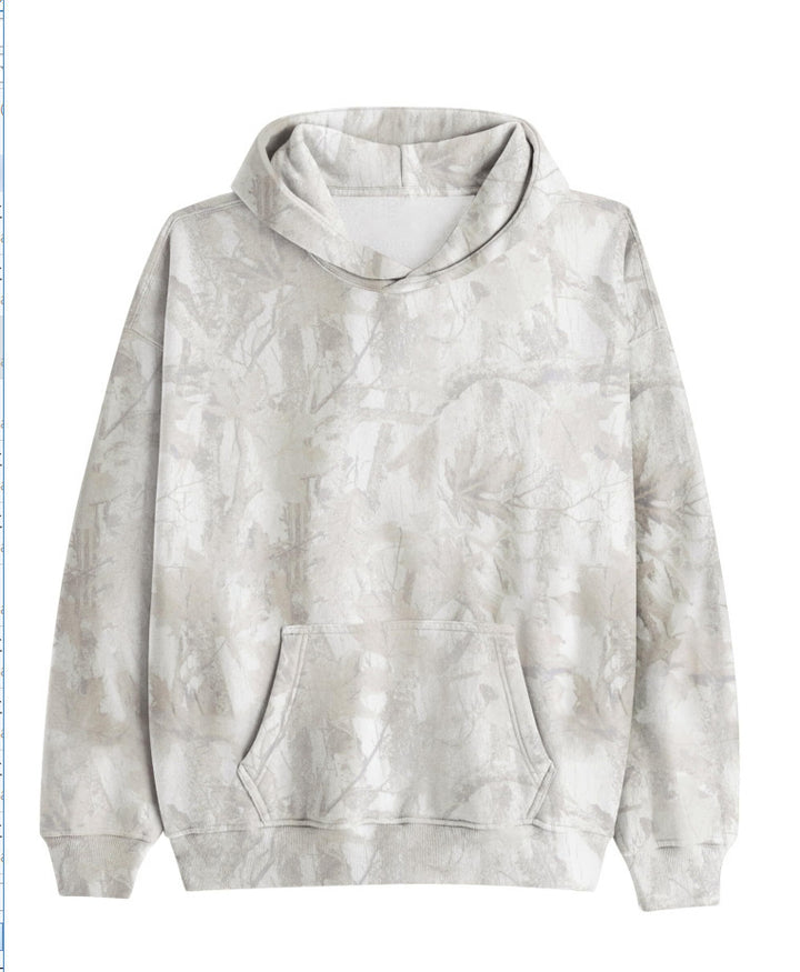 Unisex loose-fit hoodie sweatshirt with subtle leaf texture, double hood without drawstring and kangaroo pocket StylebySassy