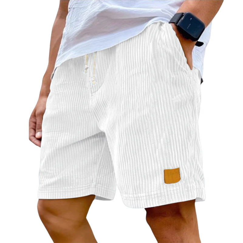 Men's fine corduroy shorts with elastic drawstring waistband, drawstring and deep side pockets StylebySassy
