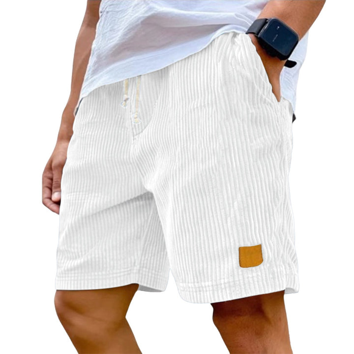 Men's fine corduroy shorts with elastic drawstring waistband, drawstring and deep side pockets StylebySassy