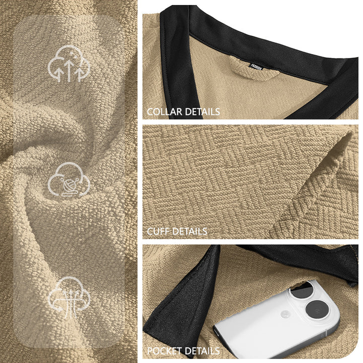 Men's lightweight cotton kimono bathrobe with waffle texture and patch pockets StylebySassy