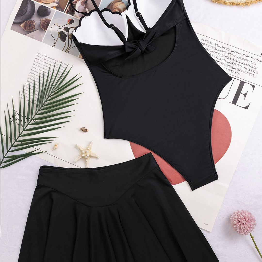 Women's glamorous swimsuit with fashionable skirt StylebySassy