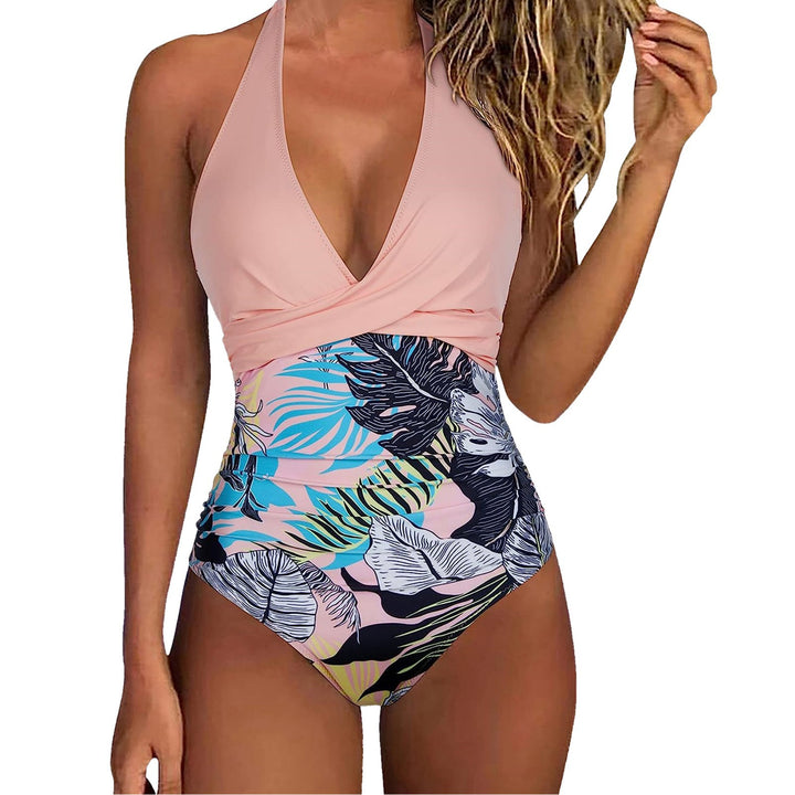 Women's High-Cut One-Piece Swimsuit with Floral Top StylebySassy
