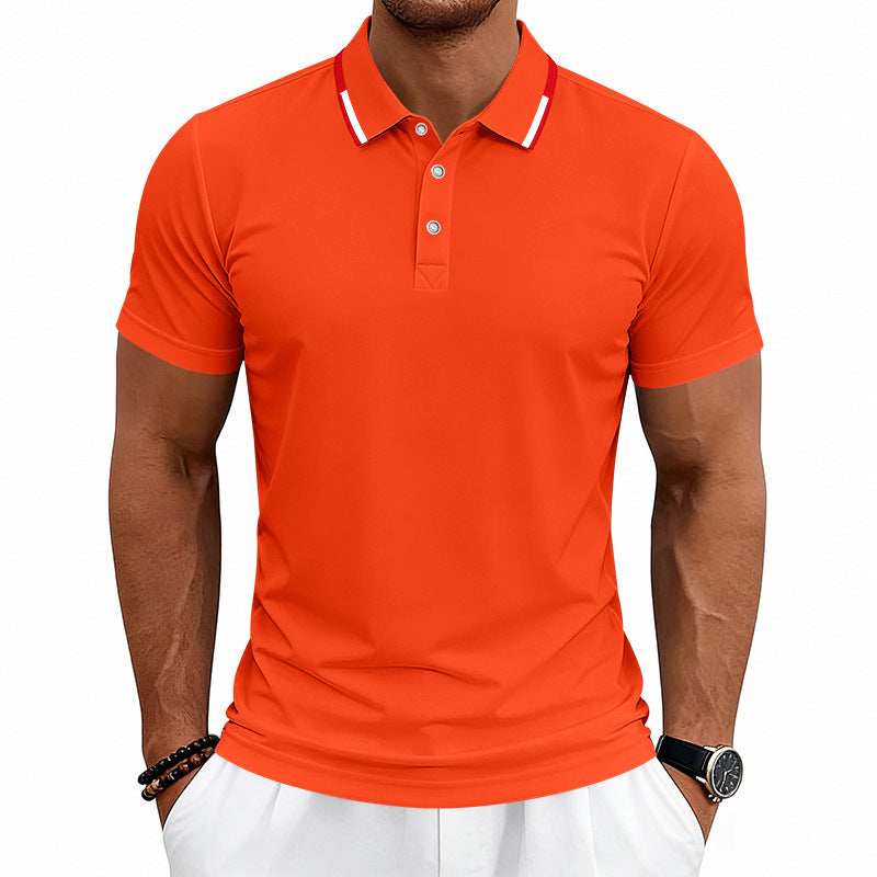 Men's tailored short-sleeve polo shirt with contrast collar made of breathable piqué StylebySassy