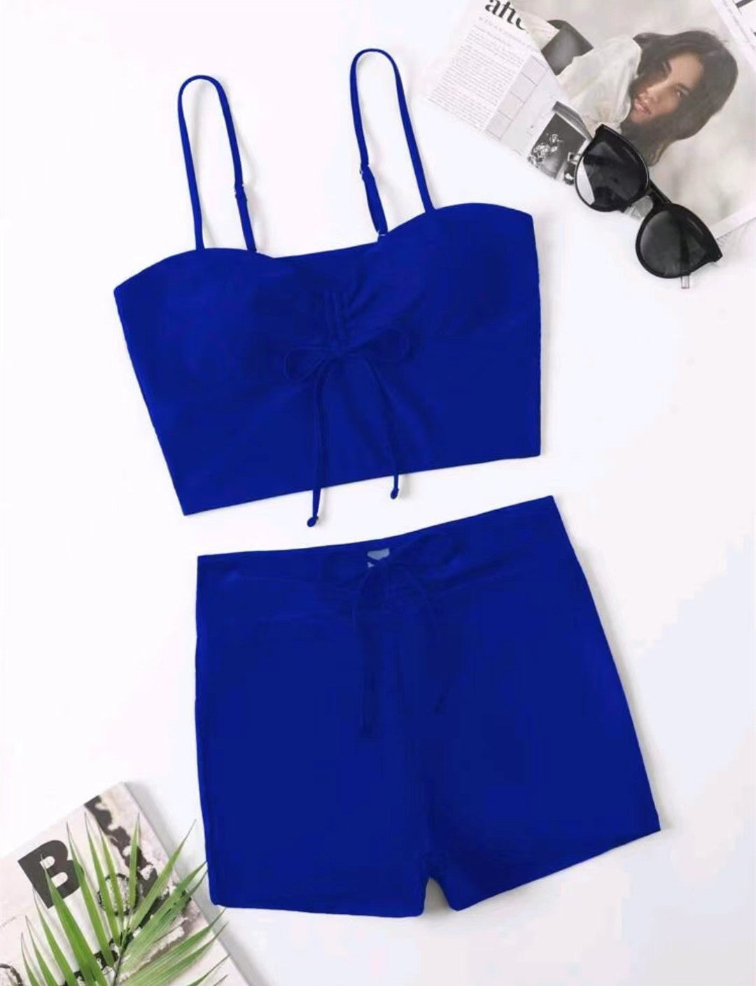 Women's Sporty Bikini Set with Crop Top and Shorts StylebySassy
