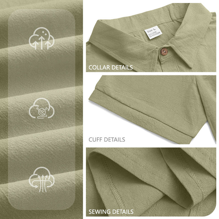Men's short-sleeve polo with shirt collar, short button placket and structured cotton blend StylebySassy