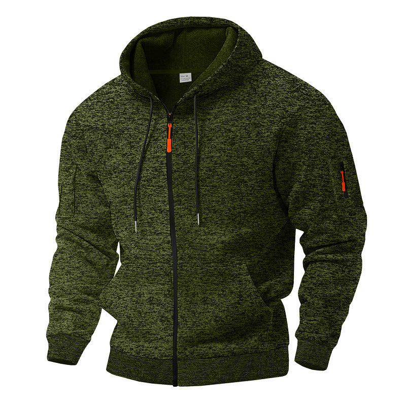 Men's casual hoodie jacket with full zipper and arm pocket StylebySassy