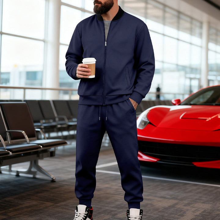 Men's sporty leisure suit made of soft cotton blend with zip jacket and elastic jogging pants StylebySassy