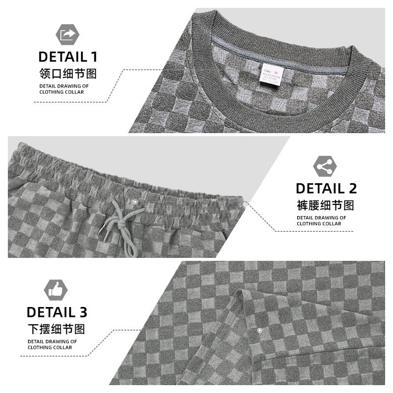 Unisex nan structured relief set made of honeycomb jersey with oversized shirt and knee-length shorts StylebySassy