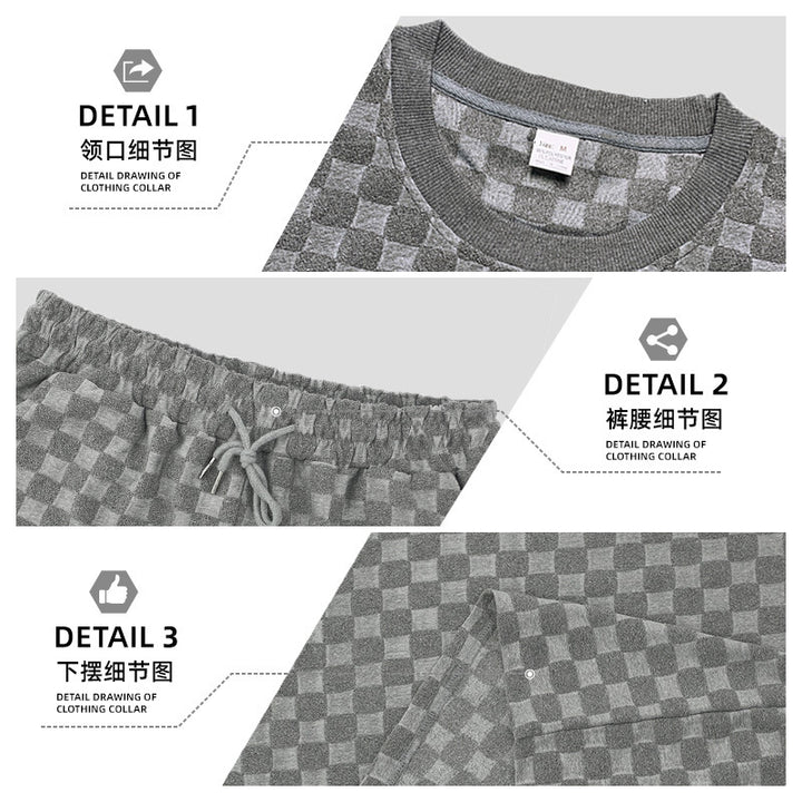 Unisex nan structured relief set made of honeycomb jersey with oversized shirt and knee-length shorts StylebySassy