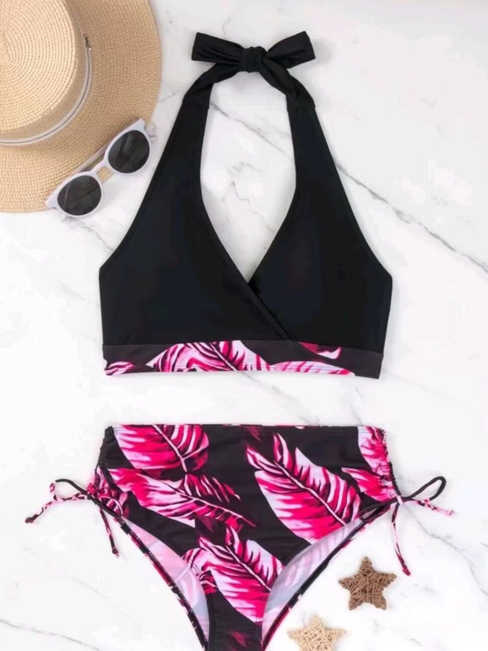 Women's bikini set with sophisticated wrap top and adjustable side StylebySassy