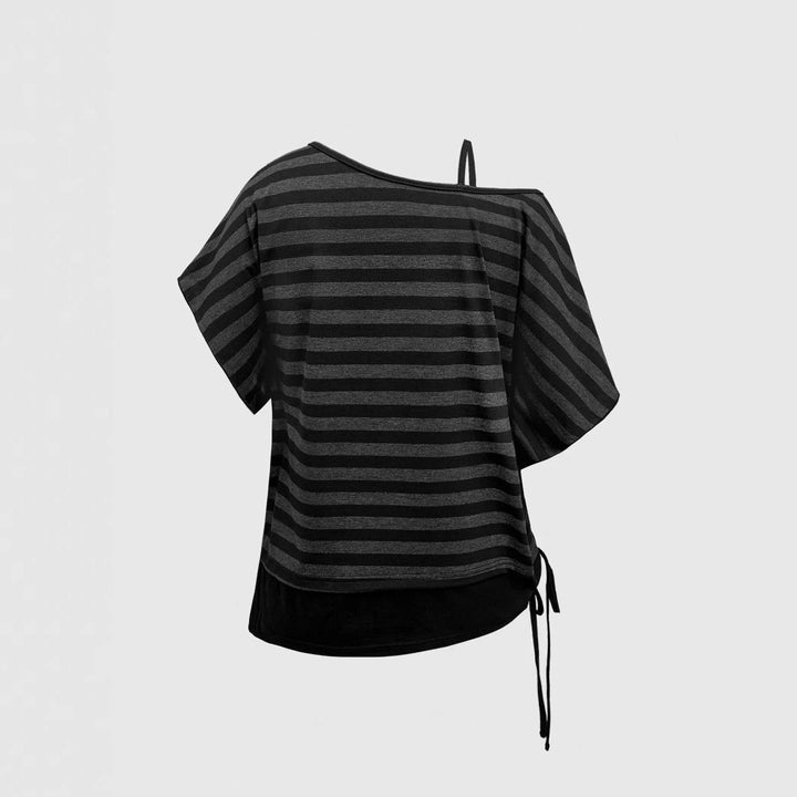 Women's Asymmetrical Striped Top with Refined Cut StylebySassy
