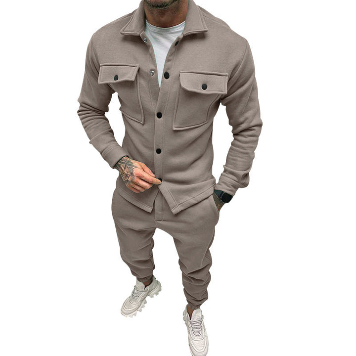 Men's nan utilitarian sweat training set with overshirt, chest flaps, and tapered jogger pants StylebySassy