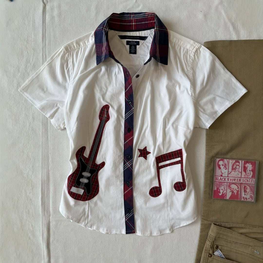 Women's short-sleeve shirt with musical print StylebySassy