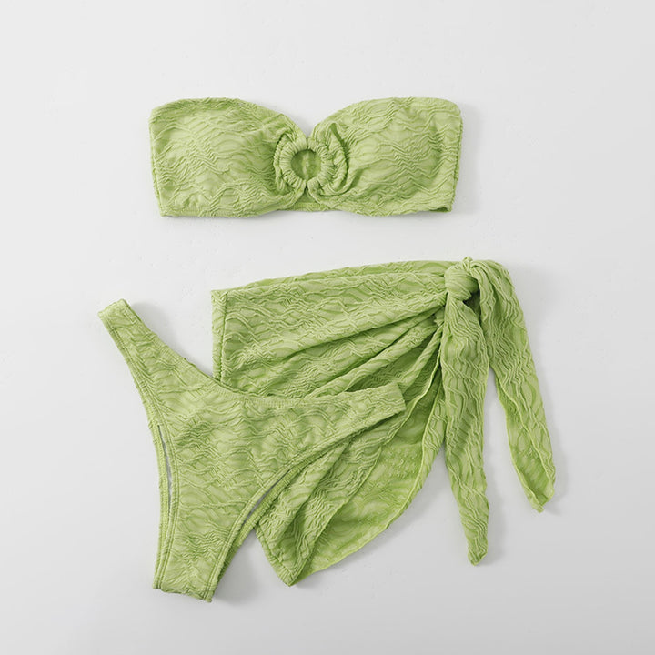 Ladies bandeau bikini with innovative draping and removable skirt StylebySassy