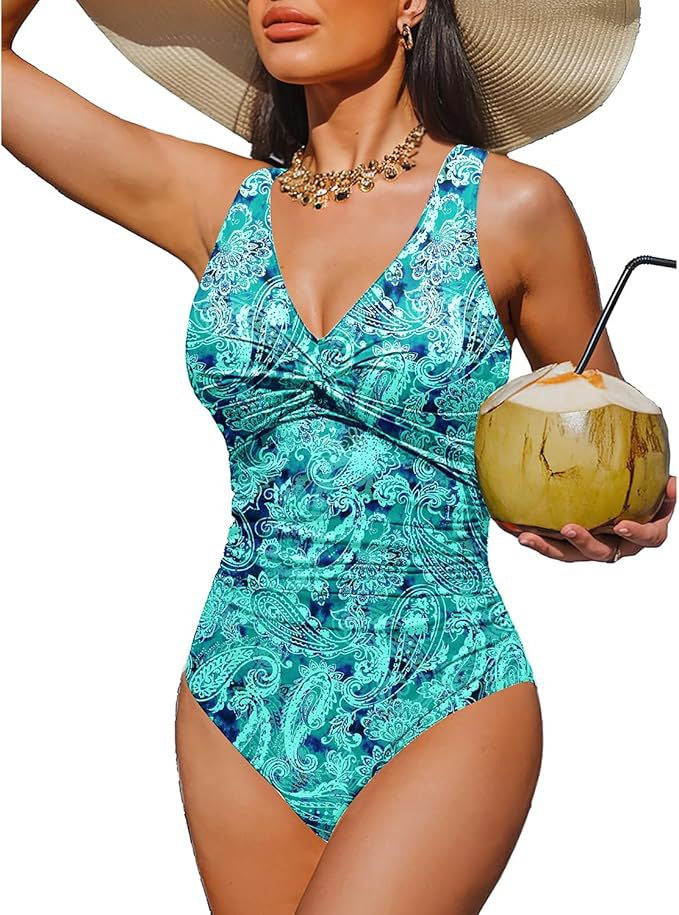 Ladies Elegant One-Piece Swimsuit with Fashionable Twist StylebySassy