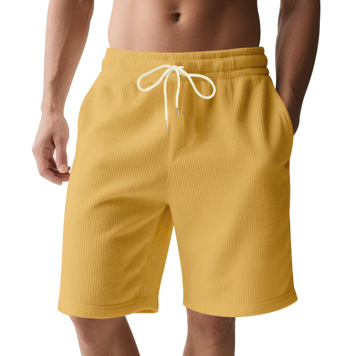 Men's knee-length Bermuda shorts with elastic waistband, drawstring, and side pockets StylebySassy