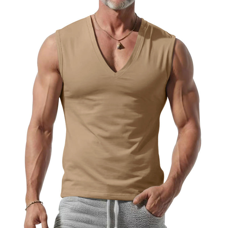 Men's form-fitting sleeveless V-neck muscle shirt StylebySassy