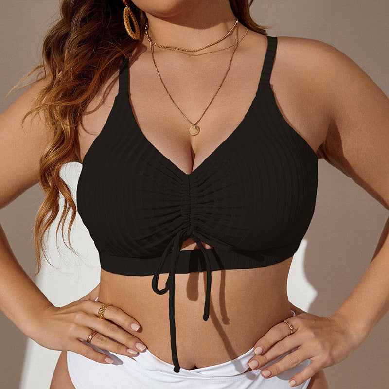 Women's bikini top with sophisticated ruffle design and adjustable straps StylebySassy