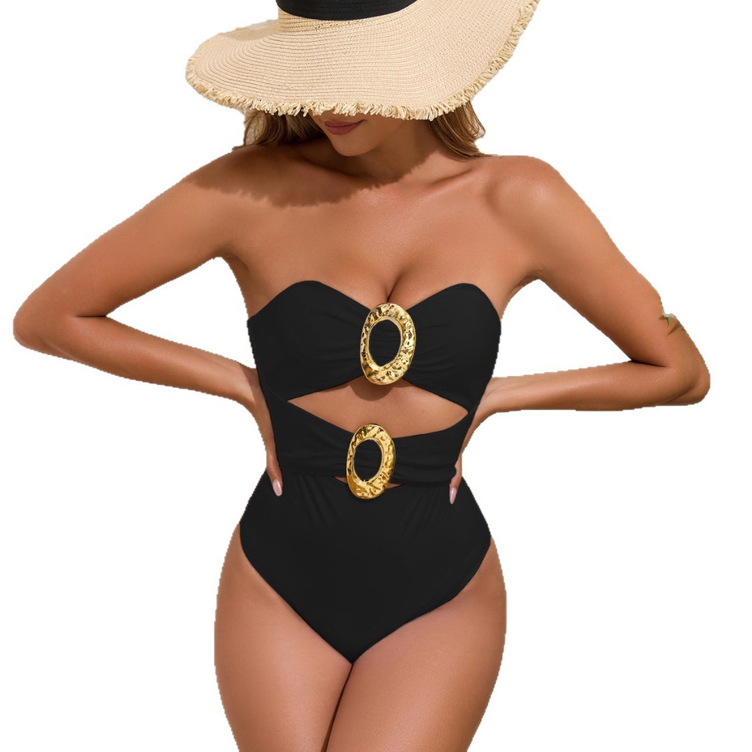 Women's high-quality and stylish underwire swimsuit with gold accents StylebySassy