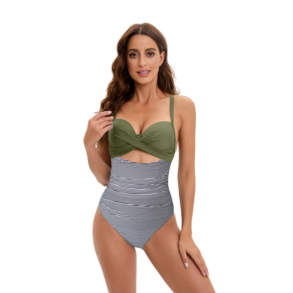 Women's High-Waisted Bikini with Fashionable Twist Design StylebySassy