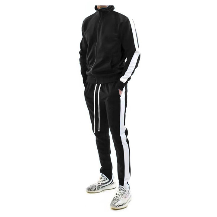 Men's slim training set with stand-up collar, zip jacket and fitted drawstring jogger StylebySassy
