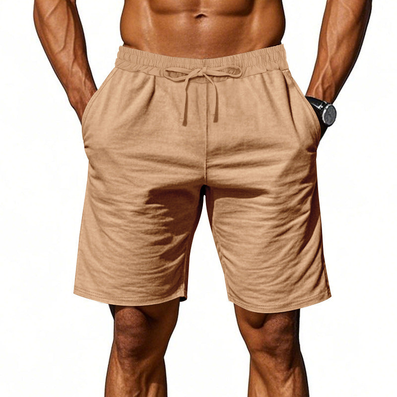 Men's casual cotton blend leisure shorts with elastic waistband and side pockets StylebySassy