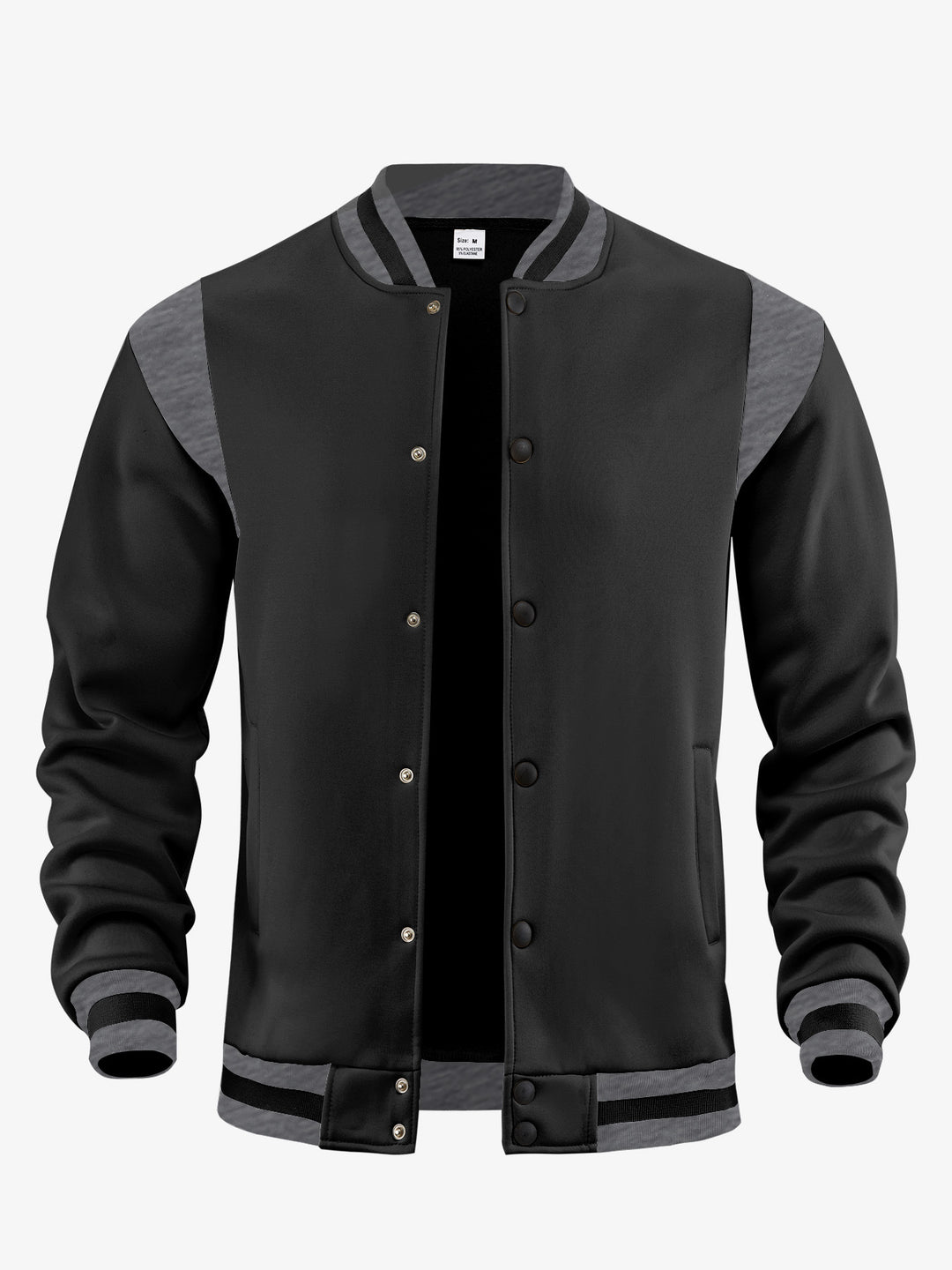 Men's light baseball jacket in sweat quality with snap button placket, ribbed collar and contrasting shoulder yoke StylebySassy
