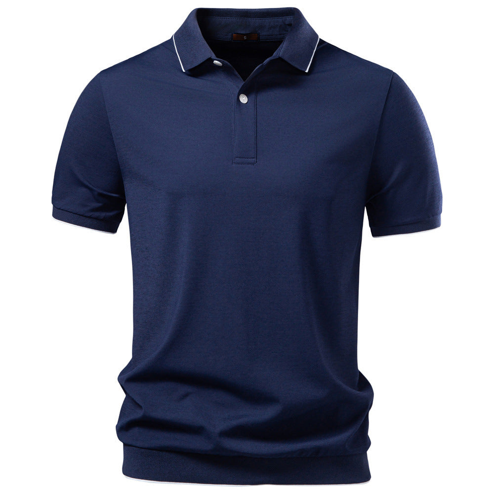 Men's breathable short-sleeved polo shirt made of cotton blend with ribbed hem StylebySassy