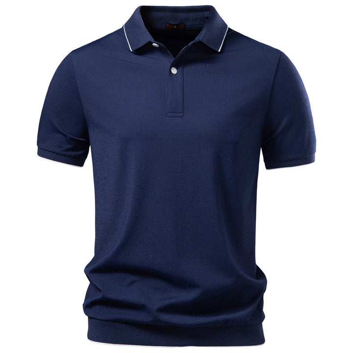 Men's breathable short-sleeved polo shirt made of cotton blend with ribbed hem StylebySassy