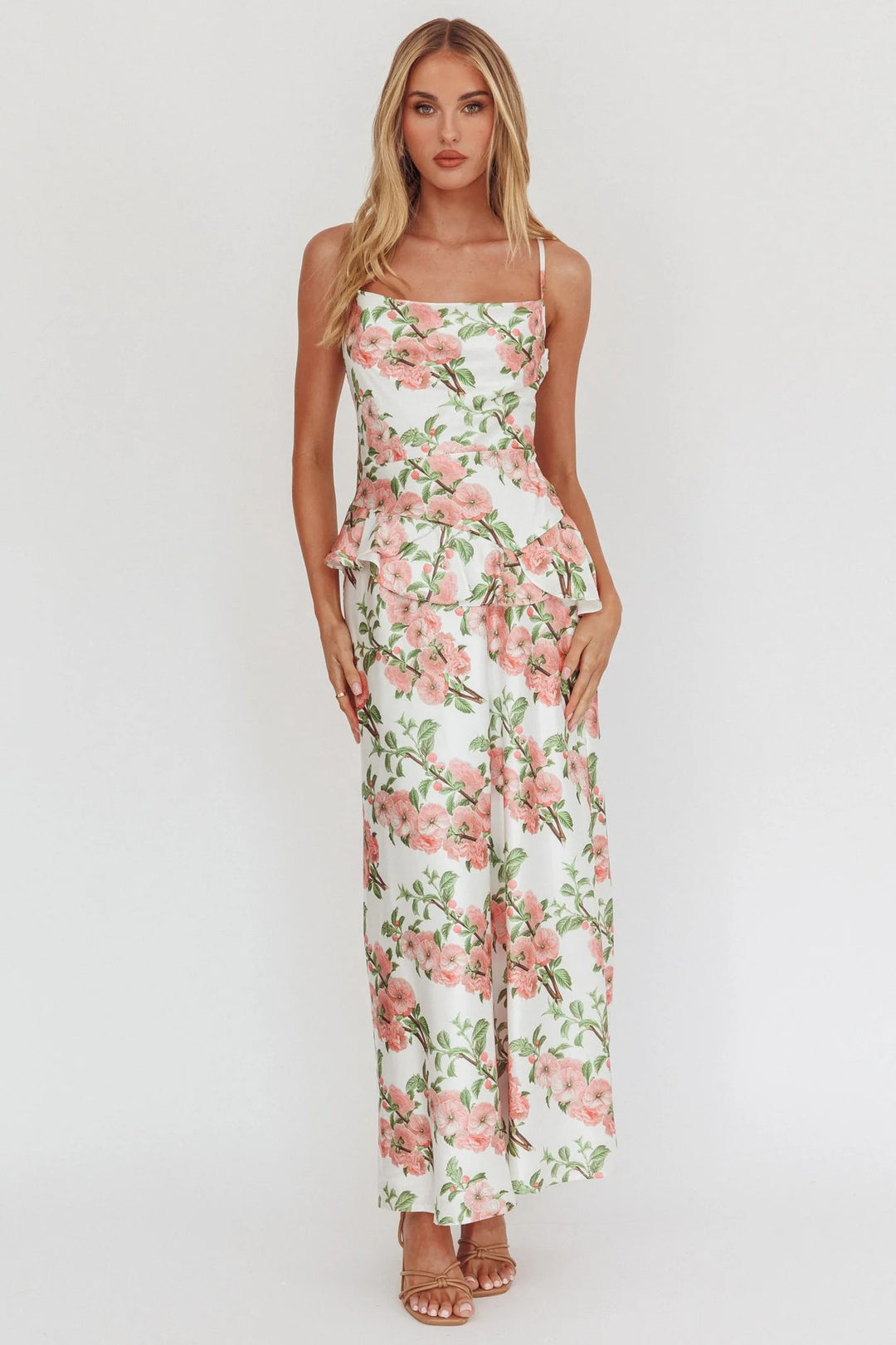Women Elegant Peplum Dress with Floral Design StylebySassy