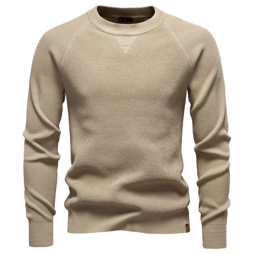Men's medium thickness textured knit sweater with raglan sleeves and ribbed cuffs StylebySassy